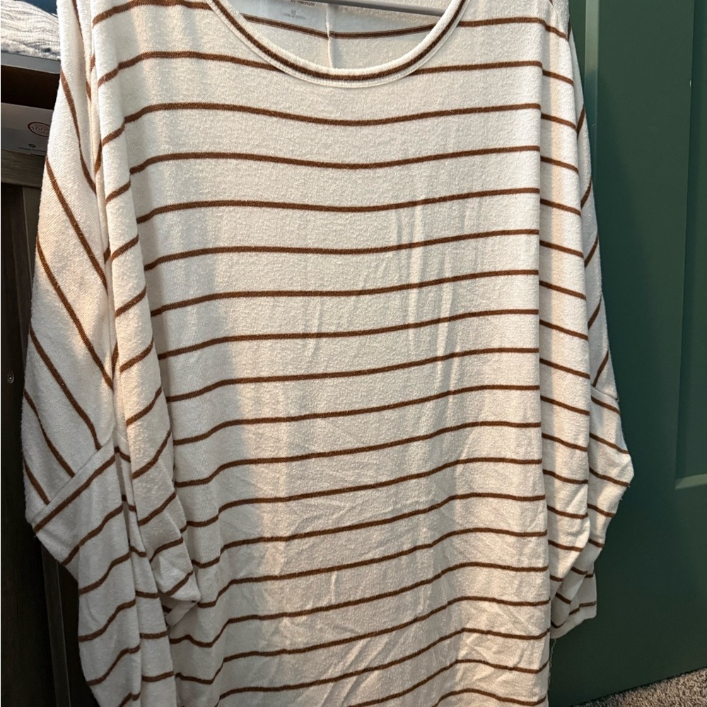 Maurices Cream and Yellow Striped Sweater